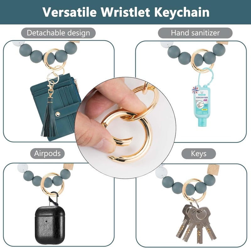 KNGITRYI Wallet Keychain Wristlet for Women,Slim RFID Credit Card Holder Purse Tassel Keychain Bangle Key Ring for Men Women - Image 5